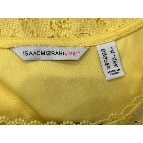 Isaac Mizrahi Live! Floral Lace Tank Top Yellow Sz Large Sleeveless Bohemian - Picture 5 of 10